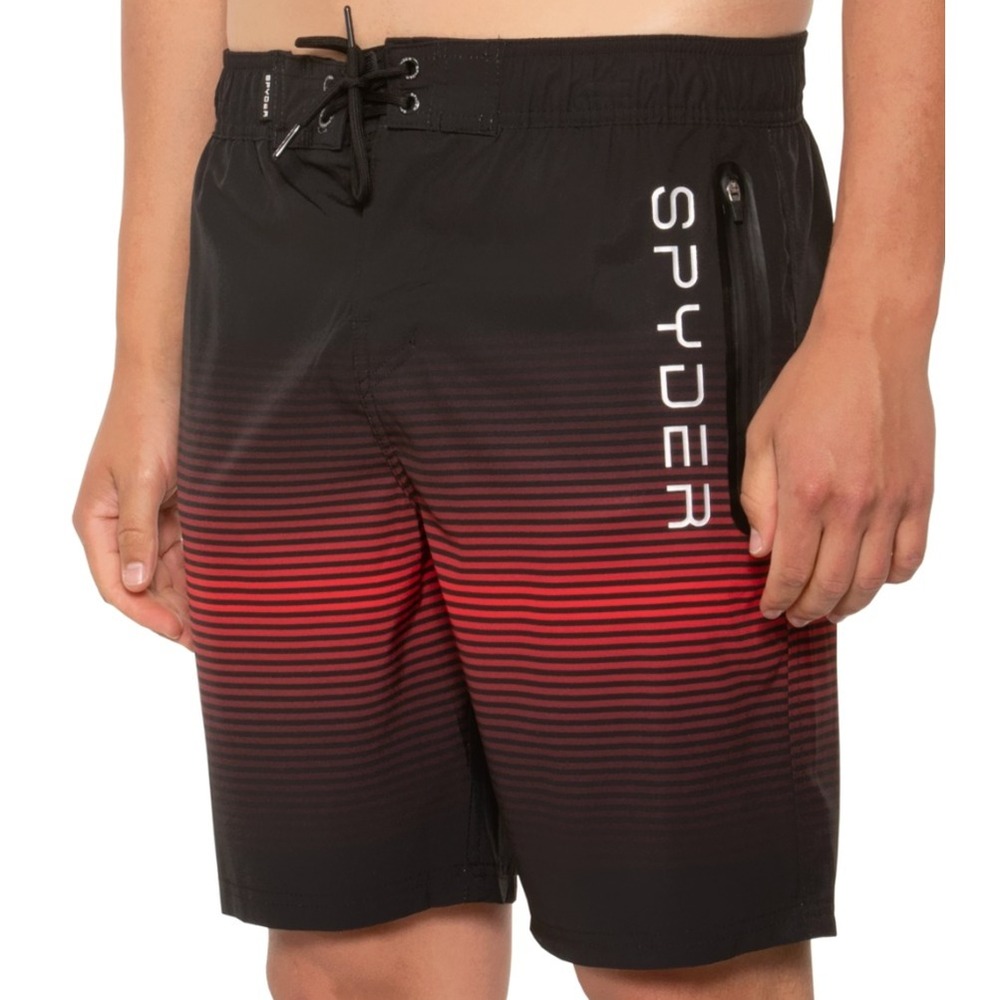 Spyder Ombre Stripes Board Shorts - NWT Mens Size 2XL Black /‎ Red - #44904-F2